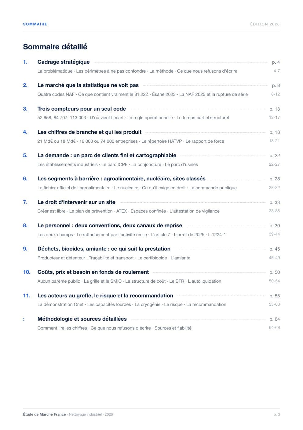 Page 3 de l'extrait de Étude de marché du nettoyage industriel en France · Étude 2026