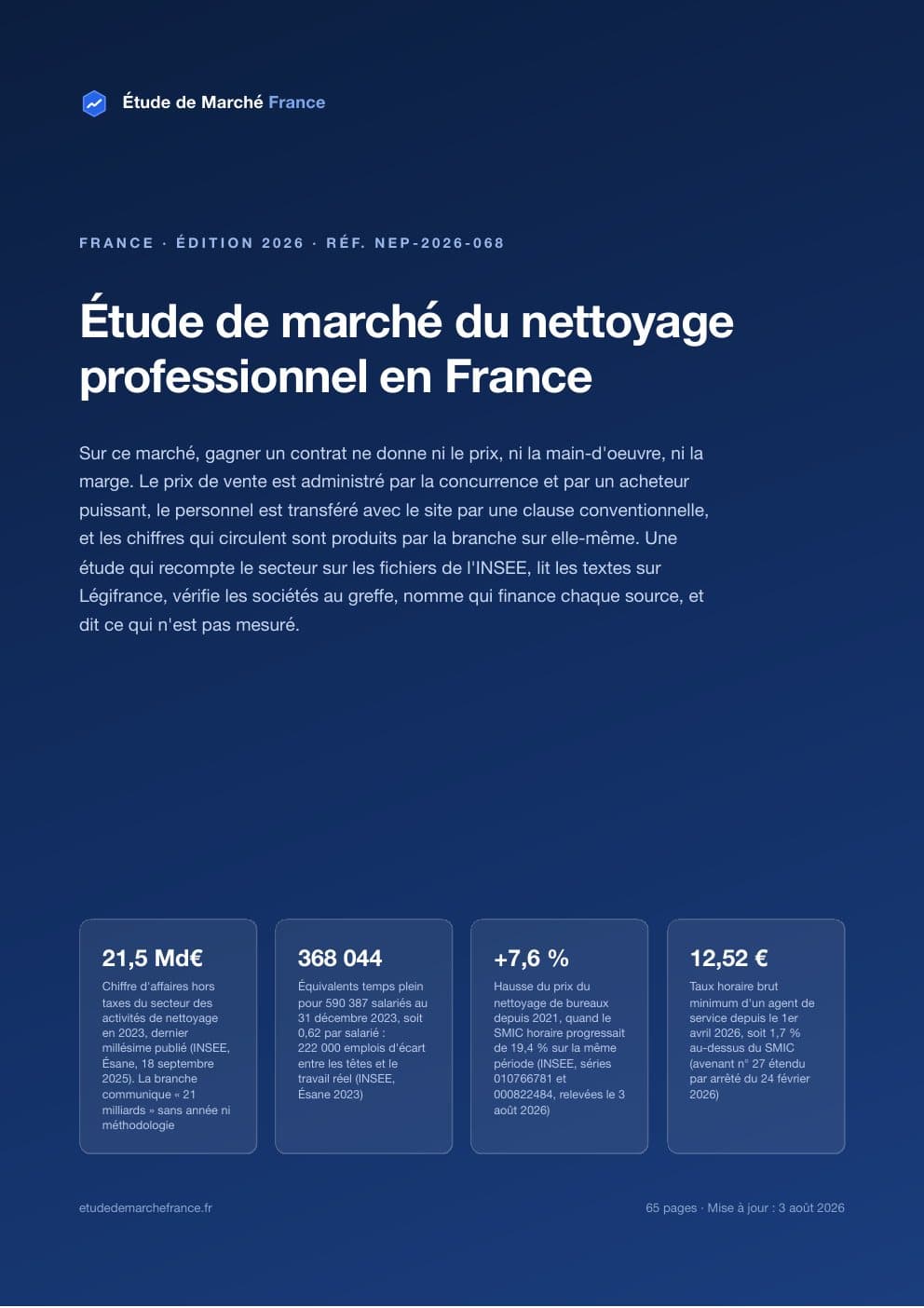 Page 1 de l'extrait de Étude de marché du nettoyage professionnel en France · Étude 2026