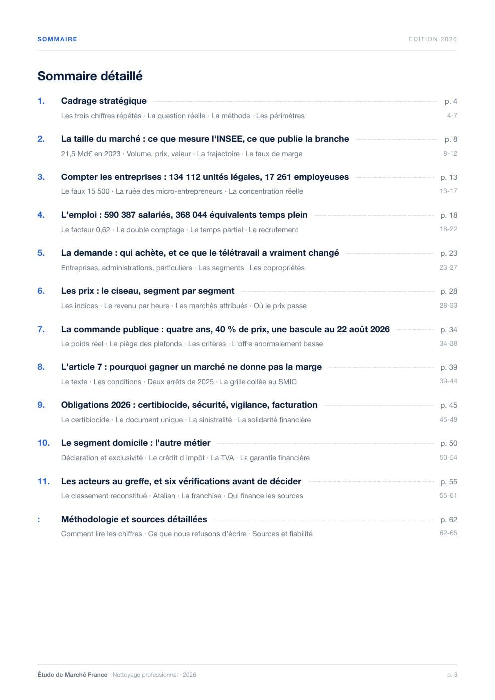 Page 3 de l'extrait de Étude de marché du nettoyage professionnel en France · Étude 2026