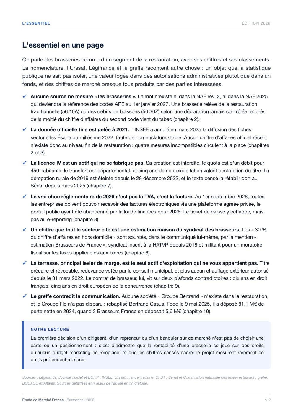 Page 2 de l'extrait de Le marché des brasseries en France · Étude 2026