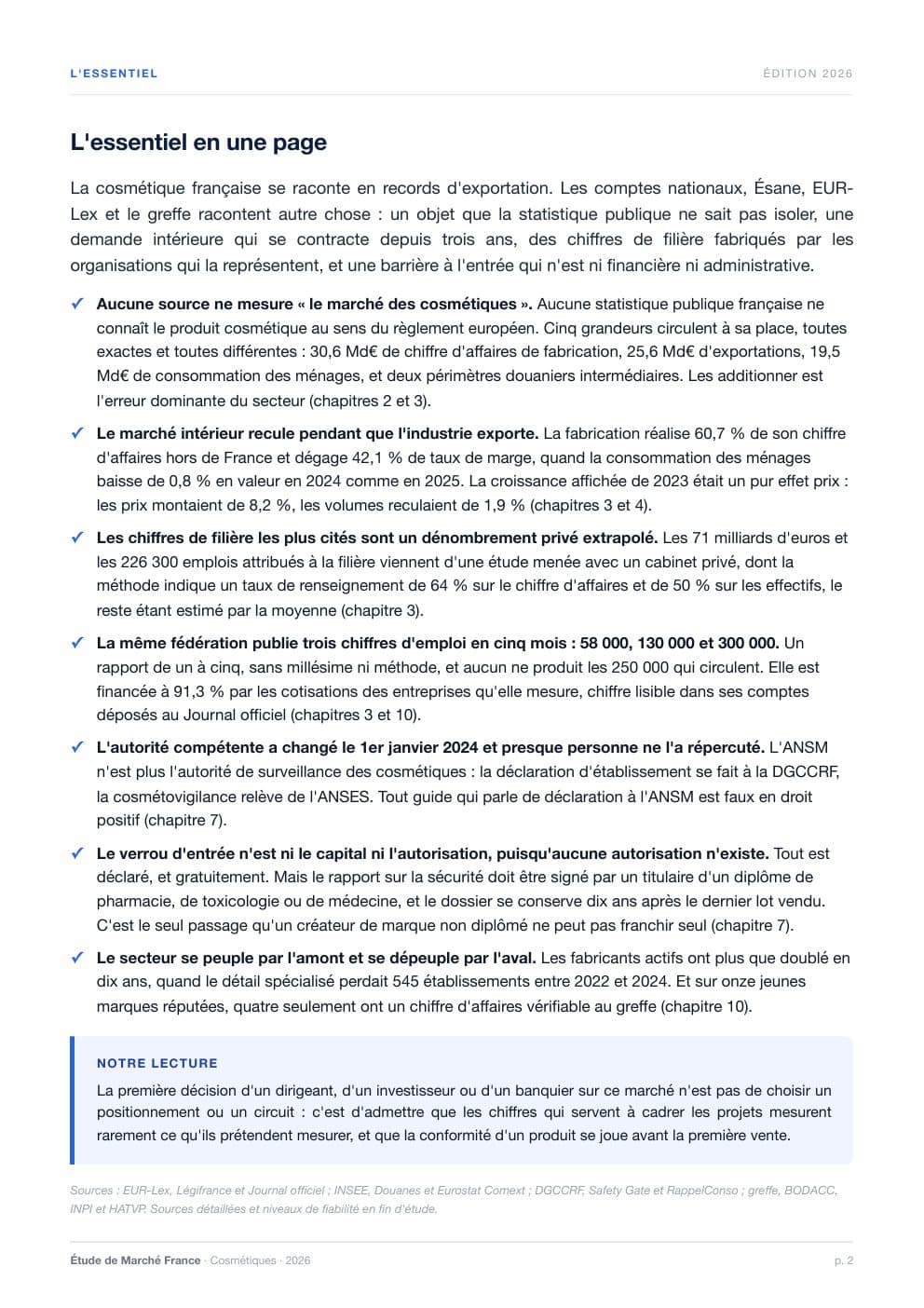 Page 2 de l'extrait de Le marché des cosmétiques en France · Étude 2026