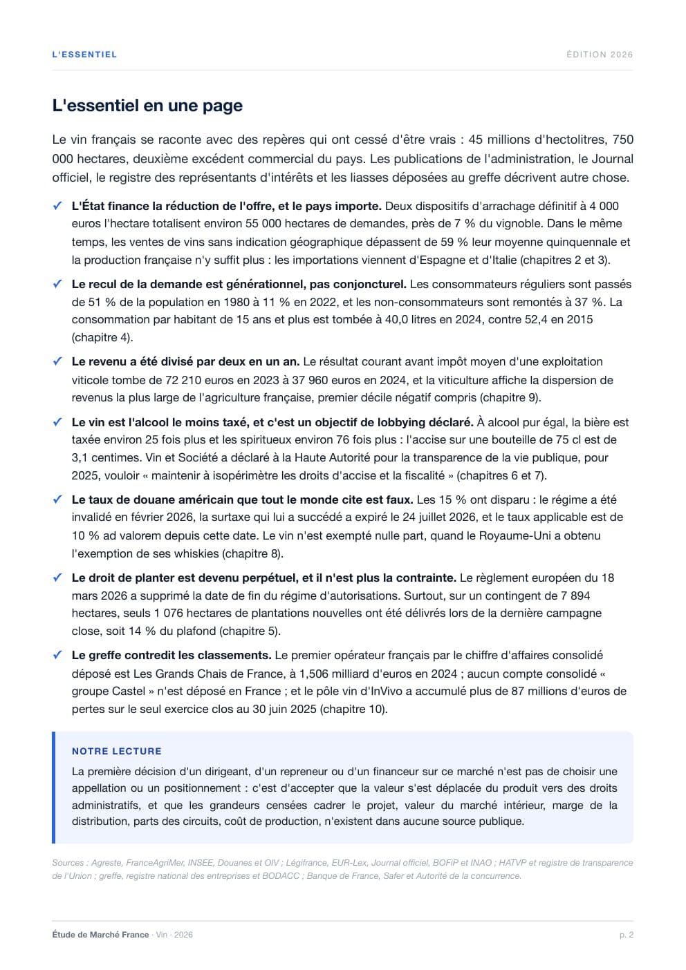 Page 2 de l'extrait de Le marché du vin en France · Étude 2026